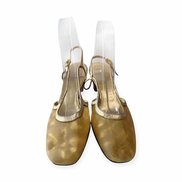 Vintage Herbert Levine Mod Sling Back Pump,  Size 7 1/2 B, Gold - Picture 6 of 16